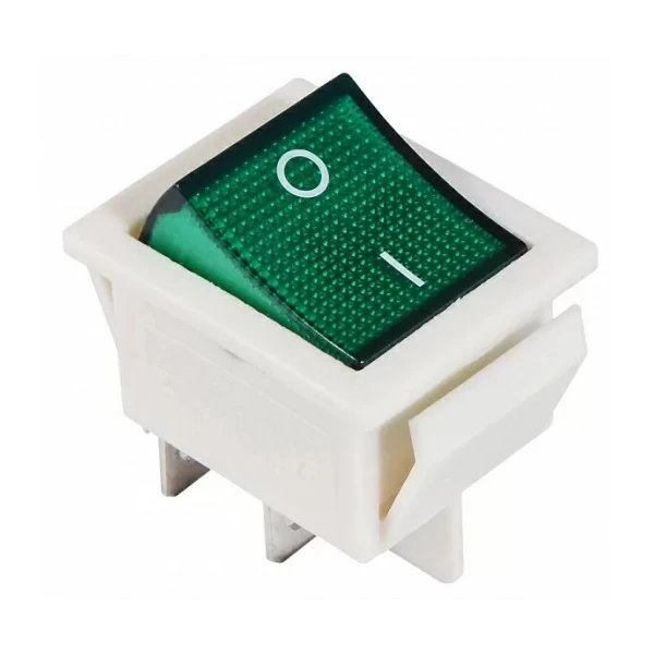 KCD2-201N GR/WH 220V Перемикач 1 кл. зелений з підсвічуванням