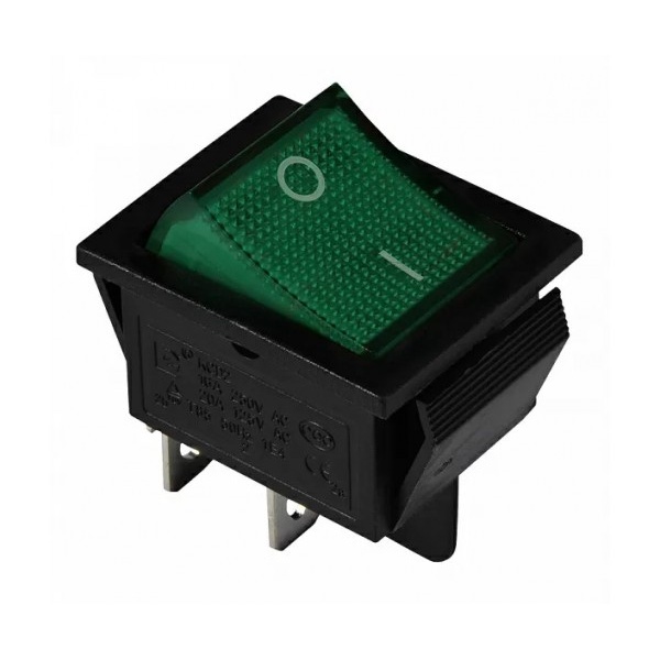 KCD2-201N GR/B 220V Перемикач 1 кл. зелений з підсвічуванням