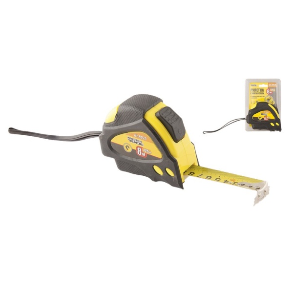 Рулетка з магнітами MASTERTOOL 8 м 25 мм 2 фіксатора 61-8025