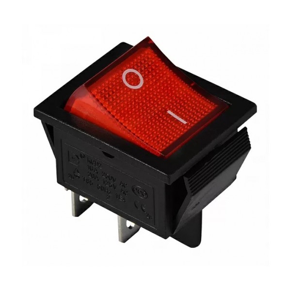 KCD2-201N R/B 220V Перемикач 1 кл. червоний з підсвічуванням