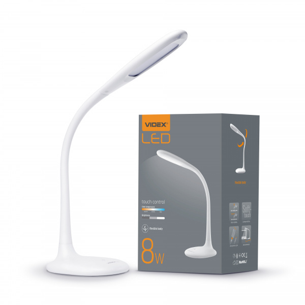 LED лампа настільна VIDEX VL-TF03W 8W 3000-5500K 220V(12шт/ящ)