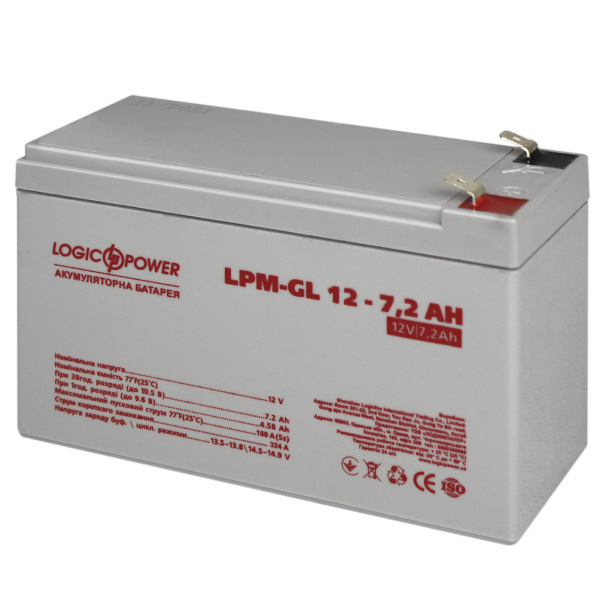 Акумулятор гелевий LPM-GL 12V - 7.2 Ah