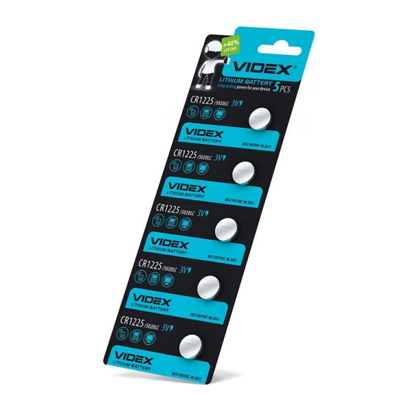 Батарейка літієва Videx CR1225 5pcs BLISTER CARD (100/1200) (CR1225 5pc)