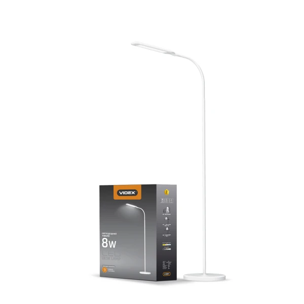 LED торшер білий підлоговий VIDEX VL-TF0702W 8W 3000-5500K 220V(4шт/ящ)