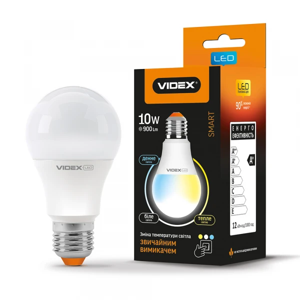 LED лампа з регулюванням кольору VIDEX A60eC3 10W E27 220V (VL-A60eC3-1027)