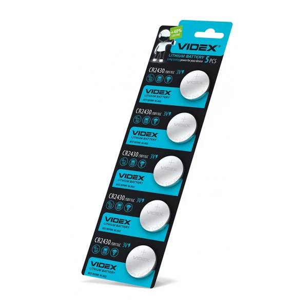 Батарейка літієва Videx CR2430 5pcs BLISTER CARD (100/1200) (CR2430 5pc)