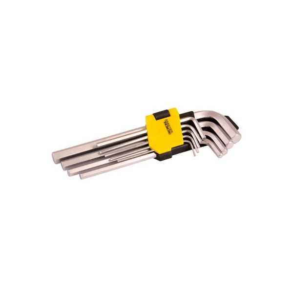 Ключі шестигранні MASTERTOOL набір 9 шт CrV продовжені (1.5-10 мм 74-172 мм) 75-0956