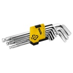 Ключі шестигранні MASTERTOOL набір 9 шт CrV з кульковим наконечником (1.5-10 мм 74-172 мм) 75-0957