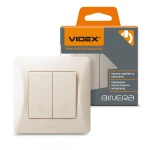 VIDEX BINERA Вимикач 2кл прохідний кремовий (VF-BNSW2P-CR) (20/120)