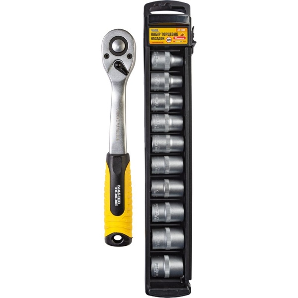Набір торцевих насадок MASTERTOOL CRV 1/2" 8-19 мм тріскачка 72Т 11 шт 78-1311