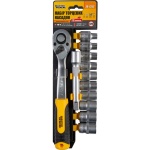 Набір торцевих насадок MASTERTOOL CRV 1/2" 8-19 мм підовжувач 125 мм тріскачка 72Т 12 шт 78-1312