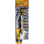 Набір торцевих насадок MASTERTOOL CRV 1/2" 8-19 мм підовжувач 125 мм тріскачка 72Т 12 шт 78-1312 - Зображення 2