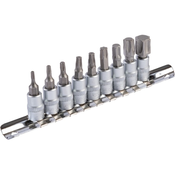 Набір викруткових насадок MASTERTOOL CRV 1/4" TORX 9 шт (Т10/15/20/27/30/40/45/50/60) 78-1400
