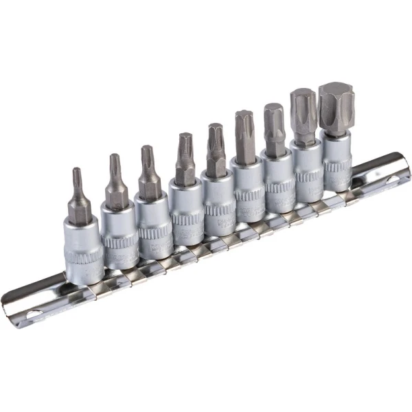 Набір викруткових насадок MASTERTOOL CRV 1/4" TORX 9 шт (Т10/15/20/27/30/40/45/50/60) 78-1400