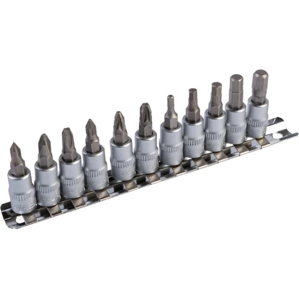Набір викруткових насадок MASTERTOOL CRV 1/4" 11 шт (PH1/2/3/PZ1/2/3/H3/4/5/6/7) 78-1401