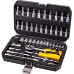 Набір торцевих насадок MASTERTOOL CrV 1/4" 4-14 мм тріскачка 72Т 46 шт кейс 78-2047