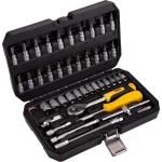 Набір торцевих насадок MASTERTOOL CrV 1/4" 4-14 мм тріскачка 72Т 46 шт кейс 78-2047 - Зображення 2