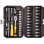 Набір торцевих насадок MASTERTOOL CrV 1/4" 4-14 мм тріскачка 72Т 46 шт кейс 78-2047 - Зображення 3