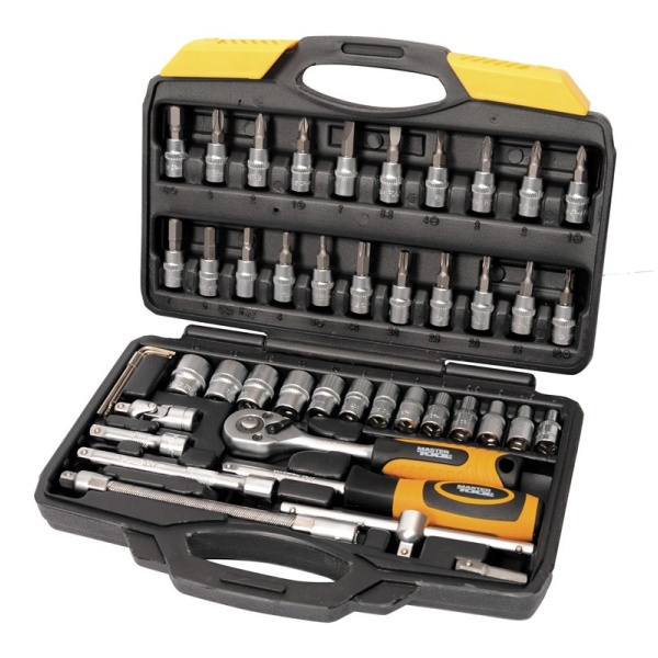 Набір торцевих насадок MASTERTOOL PROFI CrV 1/4" 4-14 мм тріскачка 72Т 46 шт кейс 78-2047-PF