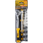 Набір торцевих насадок MASTERTOOL CrV 3/8" 10-24 мм підовжувач 150 мм тріскачка 72Т 12 шт 78-3812 - Зображення 2