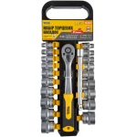 Набір торцевих насадок MASTERTOOL CRV 3/8" 6-24 мм підовжувач 150 мм тріскачка 72Т 21 шт 78-3821