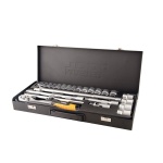 Набір торцевих насадок MASTERTOOL PROFI CrV 1/2" 10-32 мм тріскачка 72Т 24 шт металевий кейс 78-4124