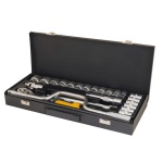 Набір торцевих насадок MASTERTOOL PROFI CrV 1/2" 10-32 мм тріскачка 72Т 24 шт металевий кейс гнутий комір 78-4125