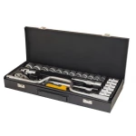 Набір торцевих насадок MASTERTOOL PROFI CrV 1/2" 10-32 мм тріскачка 72Т 24 шт металевий кейс гнутий комір 78-4125