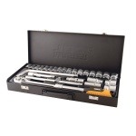 Набір торцевих насадок MASTERTOOL PROFI CrV 1/2" 8-32 мм тріскачка що підовжується 72Т 26 шт металевий кейс 78-4126
