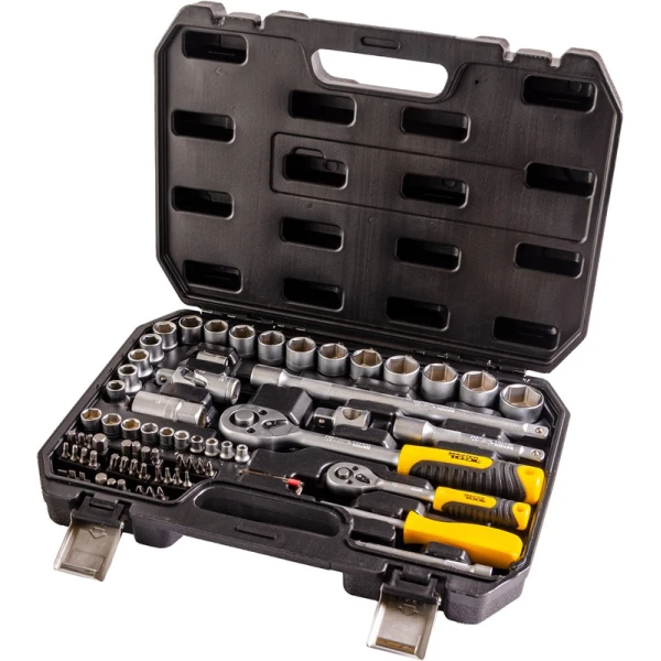Набір торцевих насадок MASTERTOOL CrV 1/4"-1/2" тріскачка 72Т 72 шт кейс 78-5072