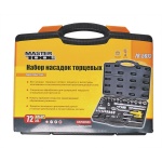 Набір торцевих насадок MASTERTOOL PROFI CrV 1/4"-1/2" тріскачка 72Т 72 шт кейс 78-5072-PF - Зображення 2