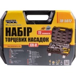 Набір торцевих насадок MASTERTOOL CrV 1/4"-1/2" тріскачка 72Т 72 шт кейс 78-5072 - Зображення 2