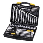 Набір ключів і торцевих насадок MASTERTOOL PROFI CrV 1/4"-1/2" тріскачка 72Т 77 шт кейс 78-5077