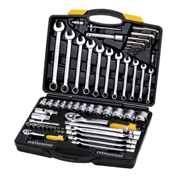 Набір ключів і торцевих насадок MASTERTOOL PROFI CrV 1/4"-1/2" тріскачка 72Т 77 шт кейс 78-5077