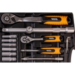 Набір торцевих насадок MASTERTOOL PROFI CrV 1/4"-1/2" тріскачка 72Т 111 шт кейс 78-5111 - Зображення 4