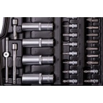 Набір торцевих насадок MASTERTOOL PROFI CrV 1/4"-1/2" тріскачка 72Т 111 шт кейс 78-5111 - Зображення 5