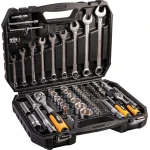 Набір ключів і торцевих насадок MASTERTOOL PROFI 1/4"-1/2" тріскачка 72Т 82 шт кейс 78-5182 - Зображення 2