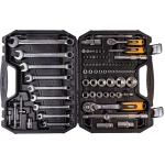 Набір ключів і торцевих насадок MASTERTOOL PROFI 1/4"-1/2" тріскачка 72Т 82 шт кейс 78-5182 - Зображення 3
