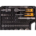 Набір ключів і торцевих насадок MASTERTOOL PROFI 1/4"-1/2" тріскачка 72Т 82 шт кейс 78-5182 - Зображення 4
