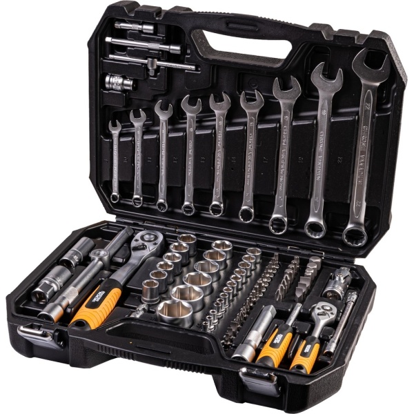 Набір ключів і торцевих насадок MASTERTOOL PROFI 1/4"-1/2" тріскачка 72Т 82 шт кейс 78-5182