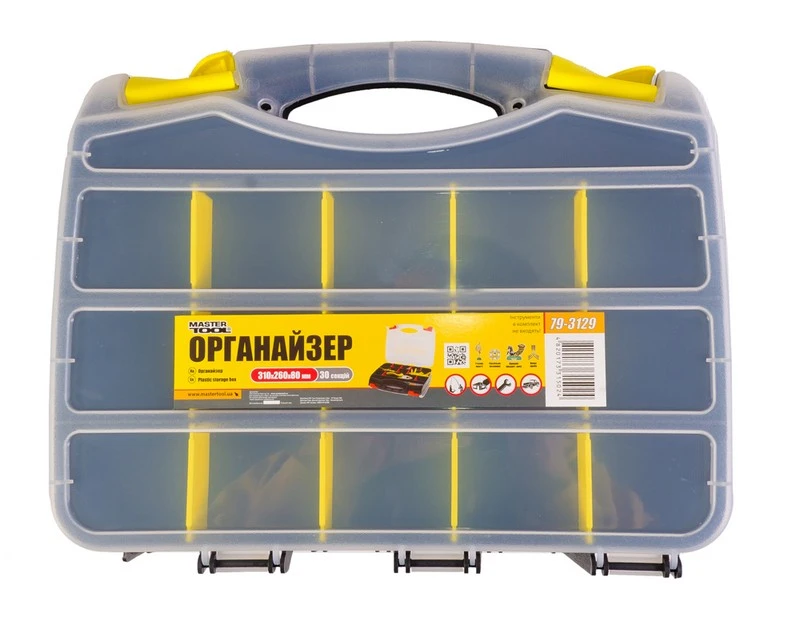 79-3129.jpg Органайзер із ручкою двосторонній MASTERTOOL 30 секцій 12.5" (310х260х80 мм) 79-3129 - Зображення 1