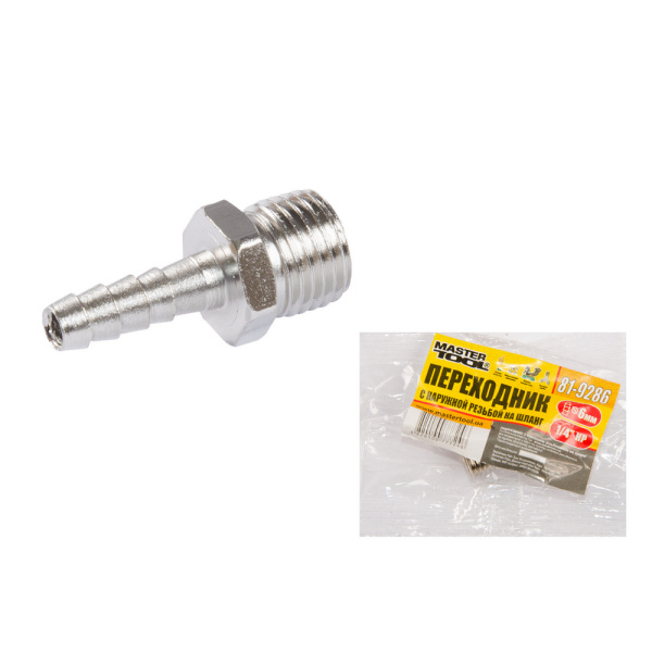 Перехідник MASTERTOOL із ЗР 1/4" на "ялинку" 6 мм 81-9286