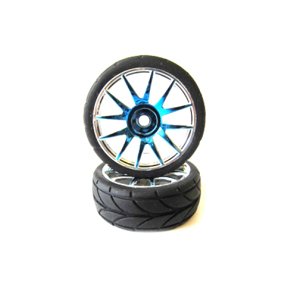 Blue Chrome Rim & Tire Complete (82827PB+82828) 2P