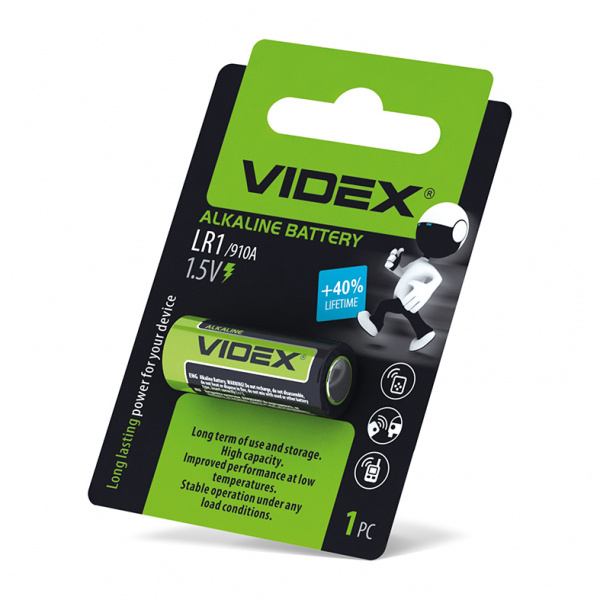 Батарейка лужна Videx LR1 1pc BLISTER (12/360) (LR1 1B)