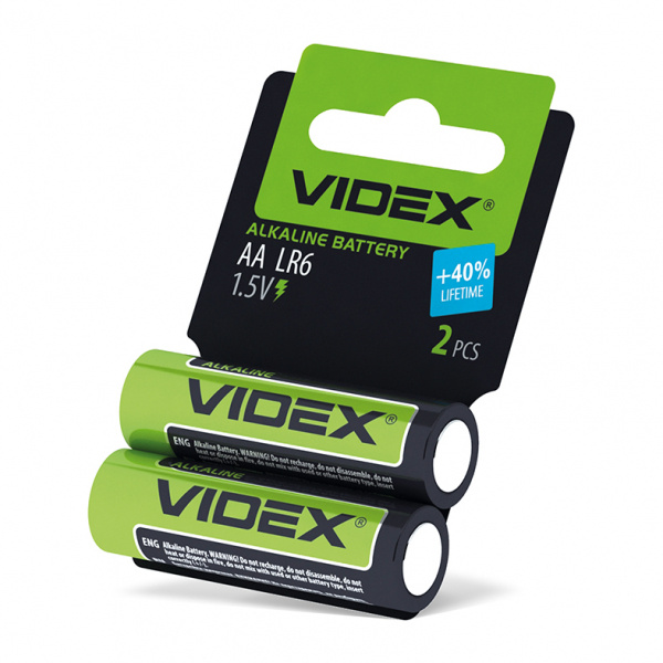 Батарейка лужна Videx LR6/AA 2pcs SHRINK CARD (60/720) (LR6/AA 2pcs SC)
