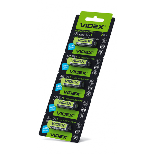 Батарейка лужна Videx А23/Е23А 5pcs BLISTER CARD (50/500) (А23/Е23А 5pcs BC)