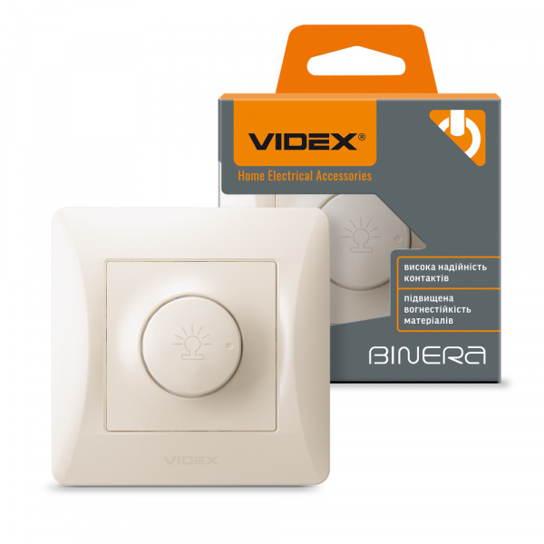 VIDEX BINERA Діммер 600Вт кремовий (VF-BNDM600-CR) (16/96)