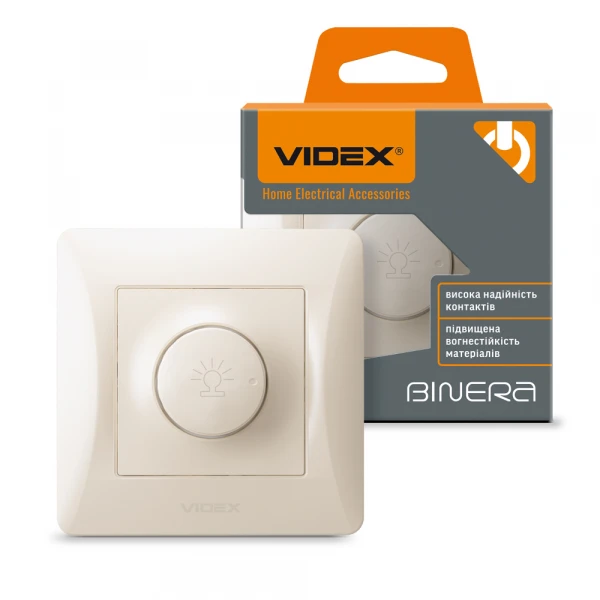 VIDEX BINERA Діммер 600Вт кремовий (VF-BNDM600-CR) (16/96)
