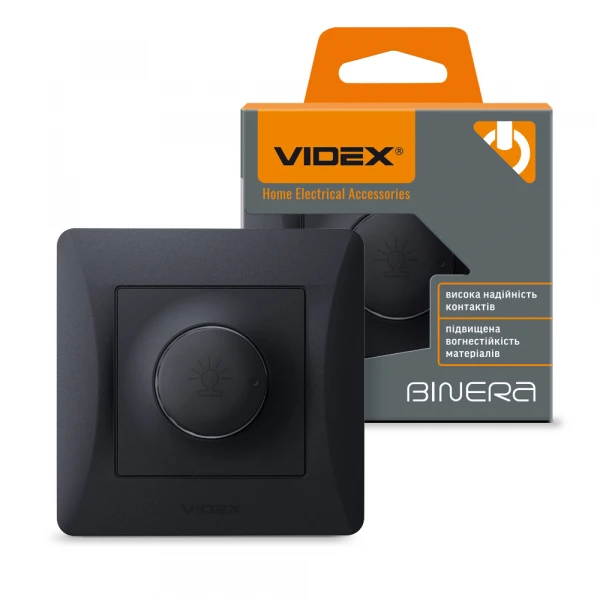 VIDEX BINERA Діммер 600Вт чорний графіт (VF-BNDM600-BG) (16/96)