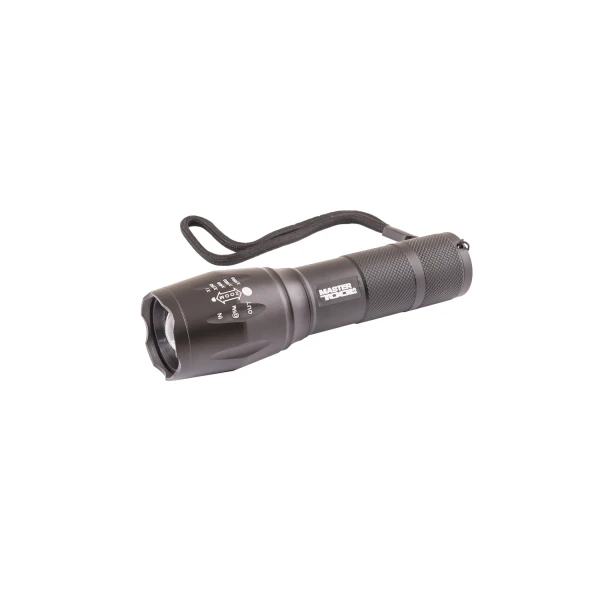 Фонарик з регулюванням фокусу MASTERTOOL 5 режимів 130х38х28 мм CREE XM-L T6 LED 3xAAA/1x18650 94-0819